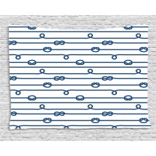 Navy Tapestry, Ship Boat Sea Life Rope and Marine Nautical Knots as Border Lines Art Print, Wall Hanging for Bedroom Living Room Dorm Decor, 60W X 40L Inches, Navy Blue and White, by Ambesonne   